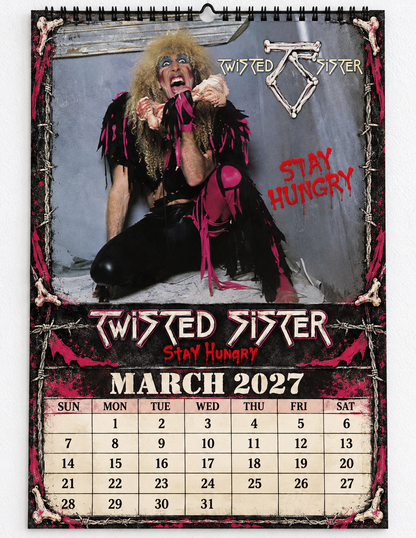 2027 Twisted Sister Album Covers Wall Calendar - Spiral Bound Vintage Heavy Metal Collector's Calendar - Unique Christmas Stocking Stuffer & Birthday Gift
