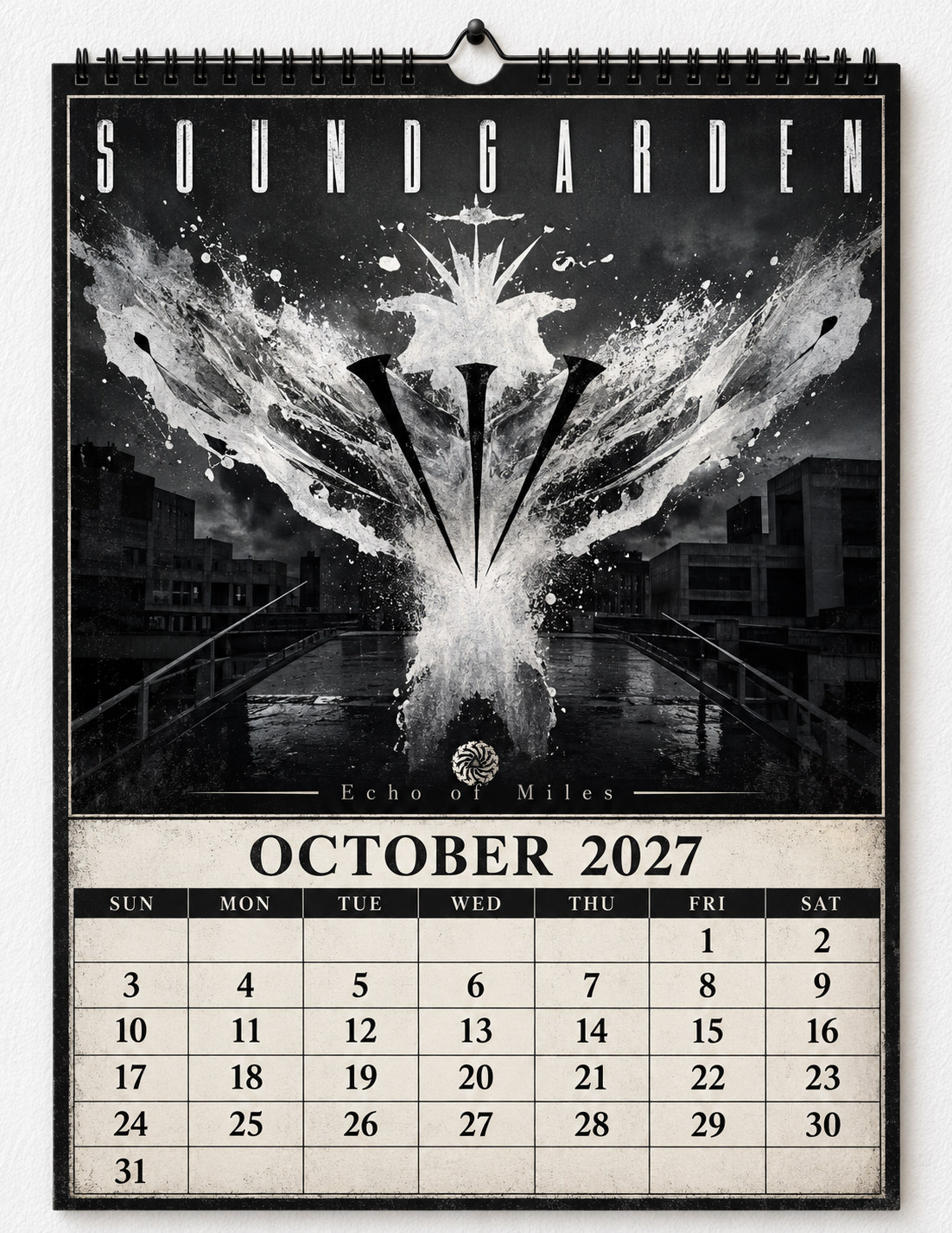 2027 Soundgarden Album Covers Wall Calendar - Spiral Bound Vintage Alternative Metal Collector's Calendar - Unique Christmas Stocking Stuffer & Birthday Gift