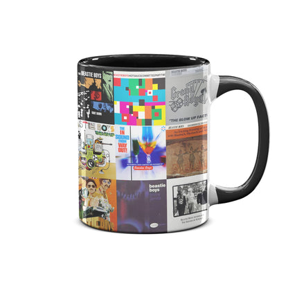 Beastie Boys Black Two-Tone Accent Coffee Mug - Classic Rock Band Album Covers Collage Mug