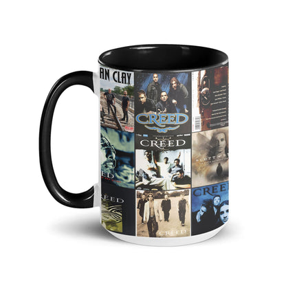 Creed Black Two-Tone Accent Coffee Mug - Classic Band Album Covers Collage Mug