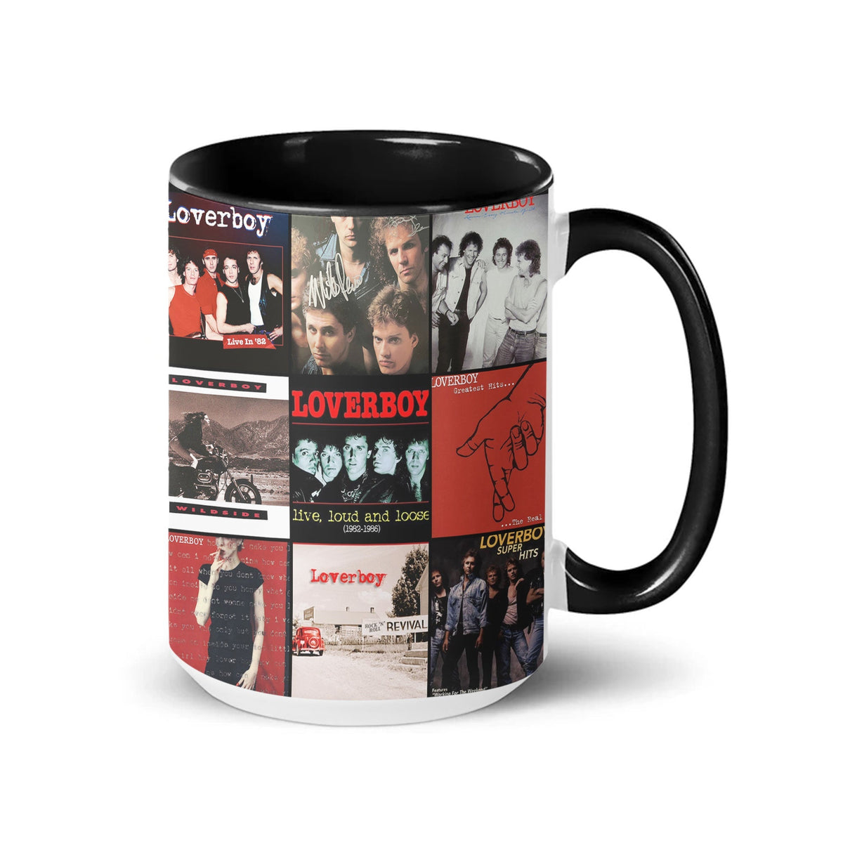 Loverboy Accent Mug – Retro Rock Album Collage Gift