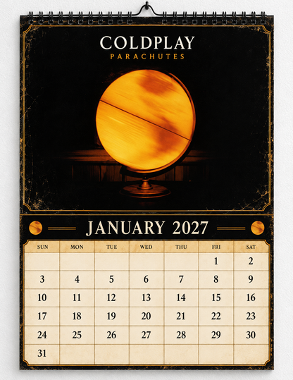 2027 Coldplay Album Covers Wall Calendar - Spiral Bound Vintage Alternative Rock Collector's Calendar - Unique Christmas Stocking Stuffer & Birthday Gift
