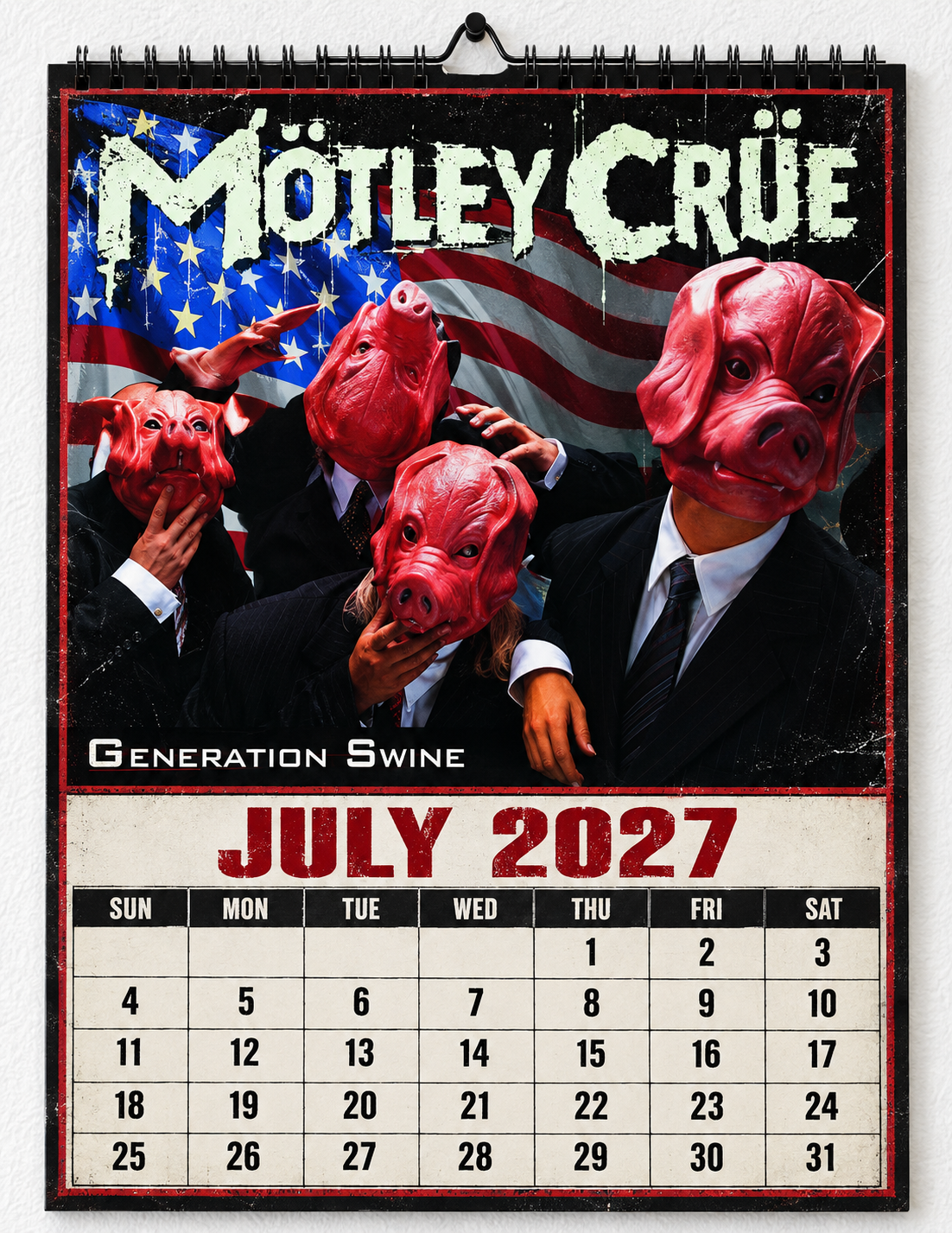 2027 Mötley Crüe Album Covers Wall Calendar - Spiral Bound Vintage Glam Metal Collector's Calendar - Unique Christmas Stocking Stuffer & Birthday Gift