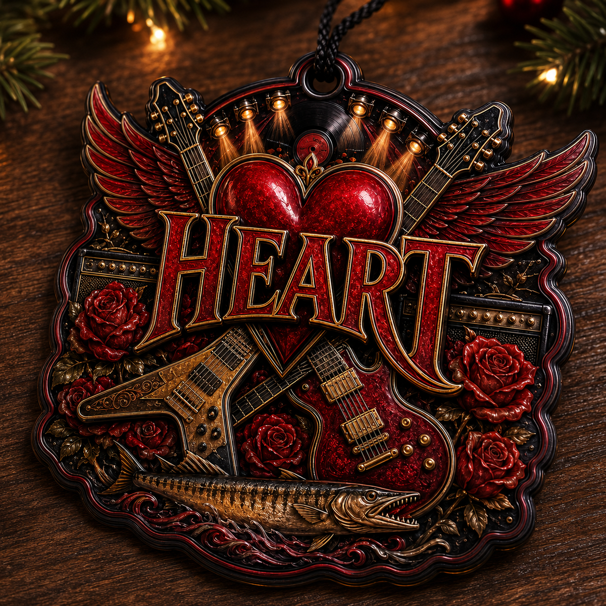 Heart High-Definition 3D Print Ornament – Winged Logo and Barracuda Gift for Fans