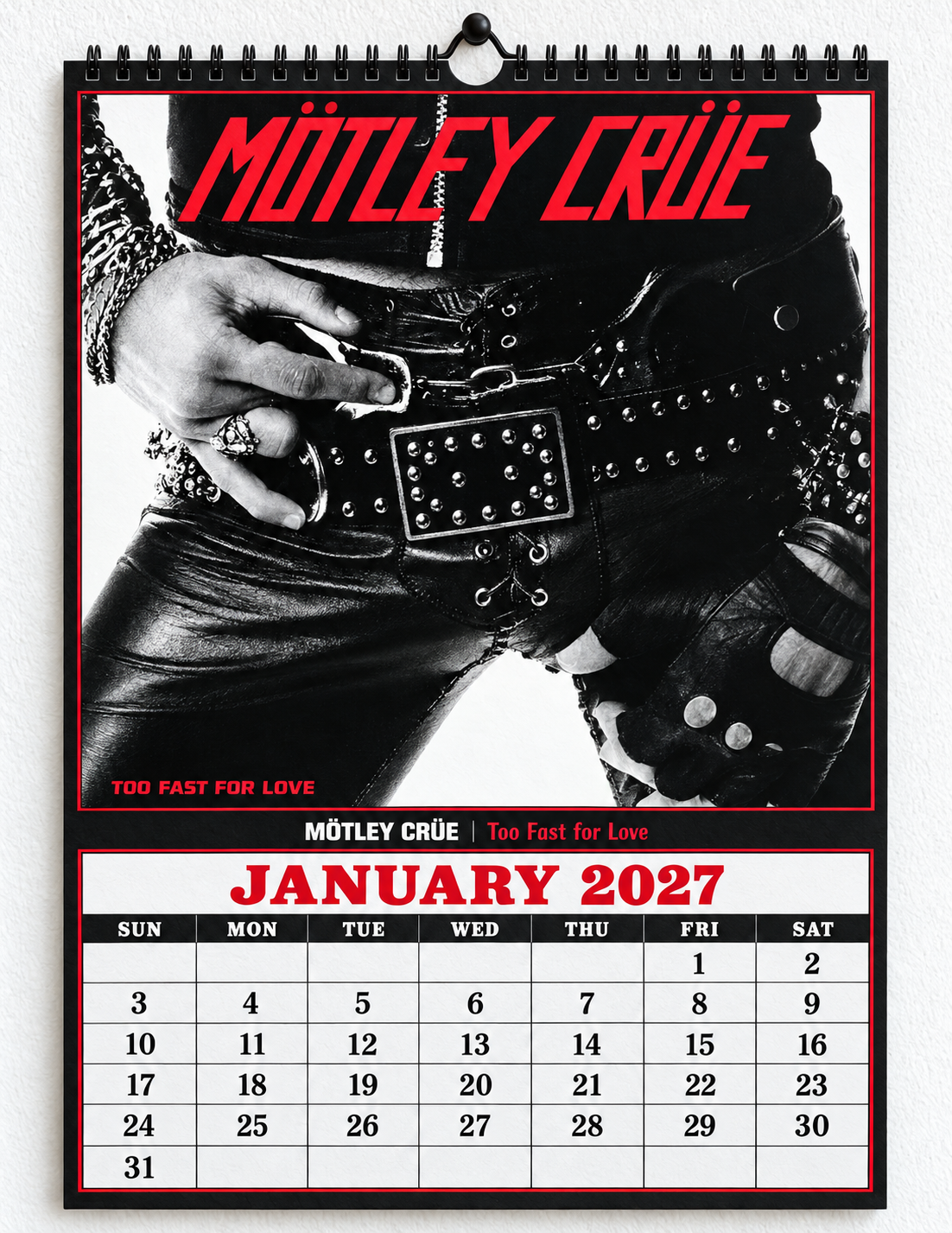 2027 Mötley Crüe Album Covers Wall Calendar - Spiral Bound Vintage Glam Metal Collector's Calendar - Unique Christmas Stocking Stuffer & Birthday Gift