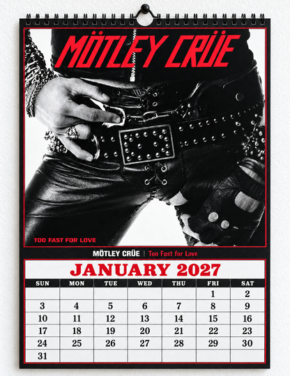 2027 Mötley Crüe Album Covers Wall Calendar - Spiral Bound Vintage Glam Metal Collector's Calendar - Unique Christmas Stocking Stuffer & Birthday Gift