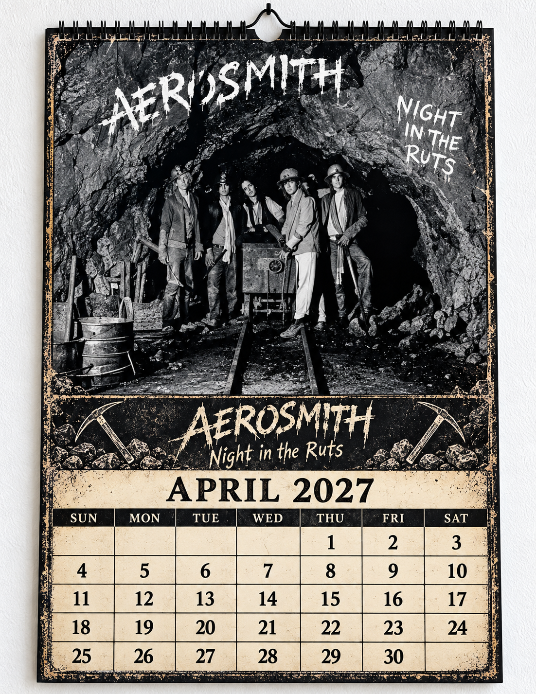 2027 Aerosmith Album Covers Wall Calendar - Spiral Bound Vintage Hard Rock Collector's Calendar - Unique Christmas Stocking Stuffer & Birthday Gift