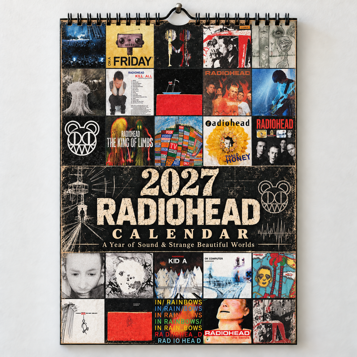 Radiohead 2027 Album Covers Wall Calendar - Alternative Rock Album Art Poster Calendar, Rock Music Fan Holiday Gift