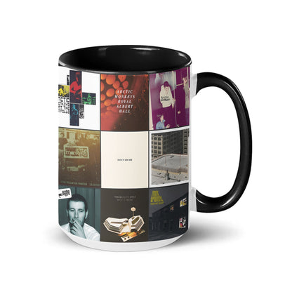 Arctic Monkeys Black Two-Tone Accent Coffee Mug - Classic Band Album Covers Collage Mug