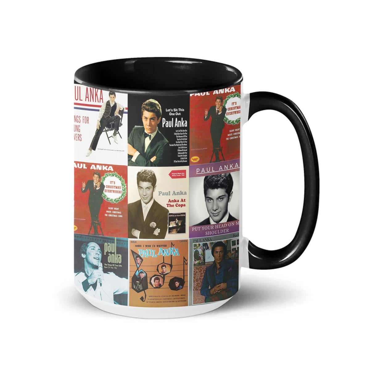 Paul Anka Accent Mug – Golden-Era Classics Album Collage Gift