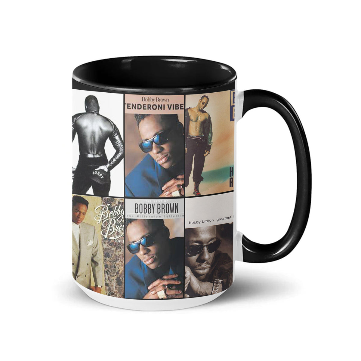 Bobby Brown Accent Mug – Classic Album Cover Collage Gift for R&B Fans