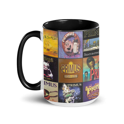 PRIMUS Black Two-Tone Accent Coffee Mug - Classic Band Album Covers Collage Mug