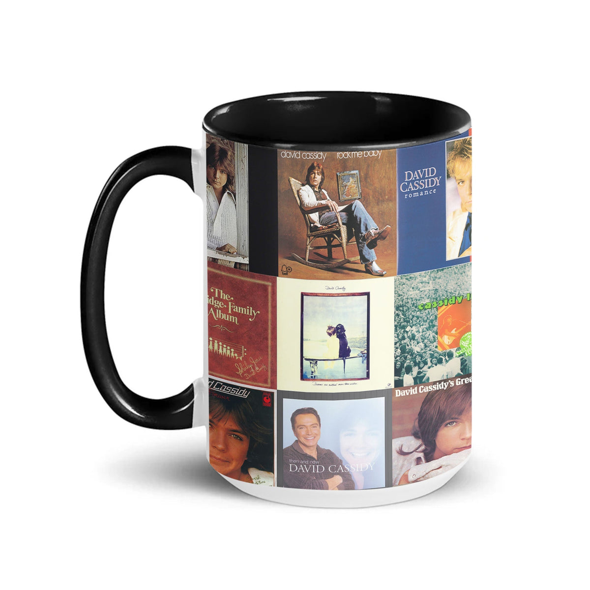 David Cassidy Accent Mug – Classic Album Cover Collage Gift for Pop Music Fans
