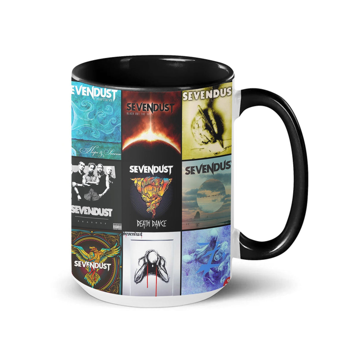 Sevendust Accent Mug – Heavy Rock Album Cover Collage Gift