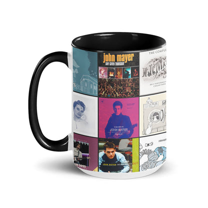 John Mayer Black Two-Tone Accent Coffee Mug - Classic Band Album Covers Collage Mug