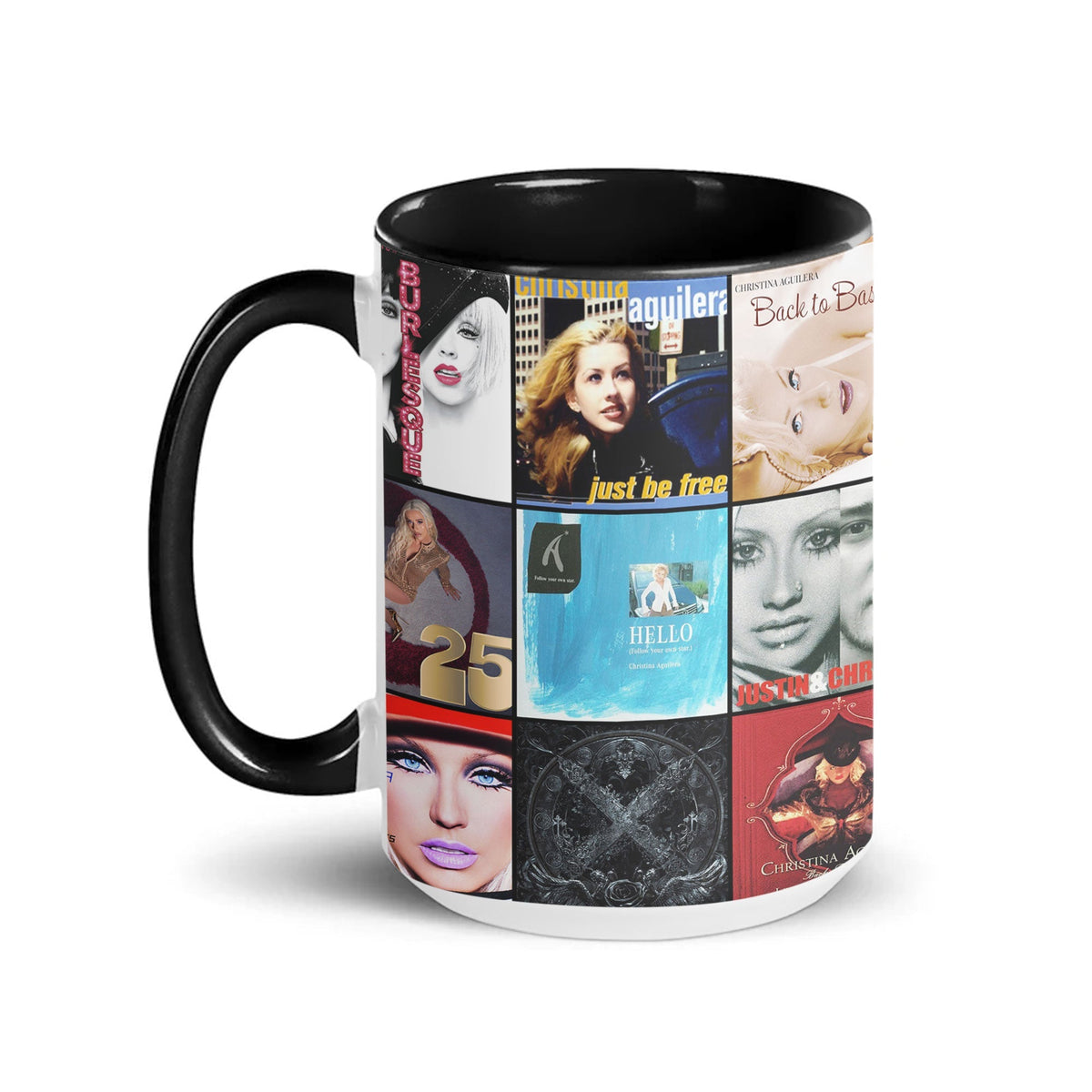 Christina Aguilera Accent Mug – Pop Icon Album Cover Collage Gift