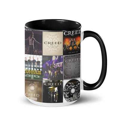 Creed Black Two-Tone Accent Coffee Mug - Classic Band Album Covers Collage Mug