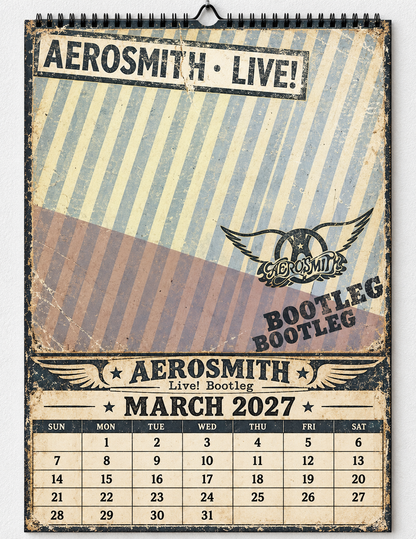 2027 Aerosmith Album Covers Wall Calendar - Spiral Bound Vintage Hard Rock Collector's Calendar - Unique Christmas Stocking Stuffer & Birthday Gift