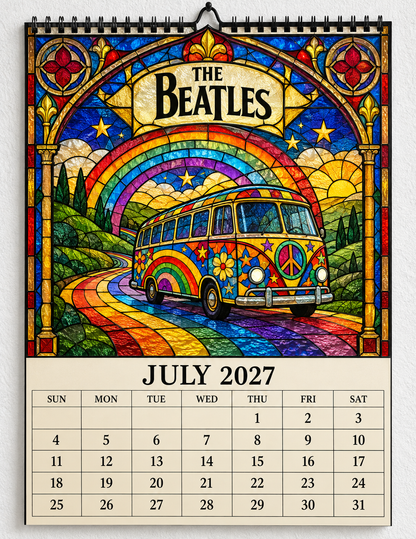 The Beatles 2027 Stained Glass Calendar – Vintage Beatles Wall Calendar, Music Lover Gift
