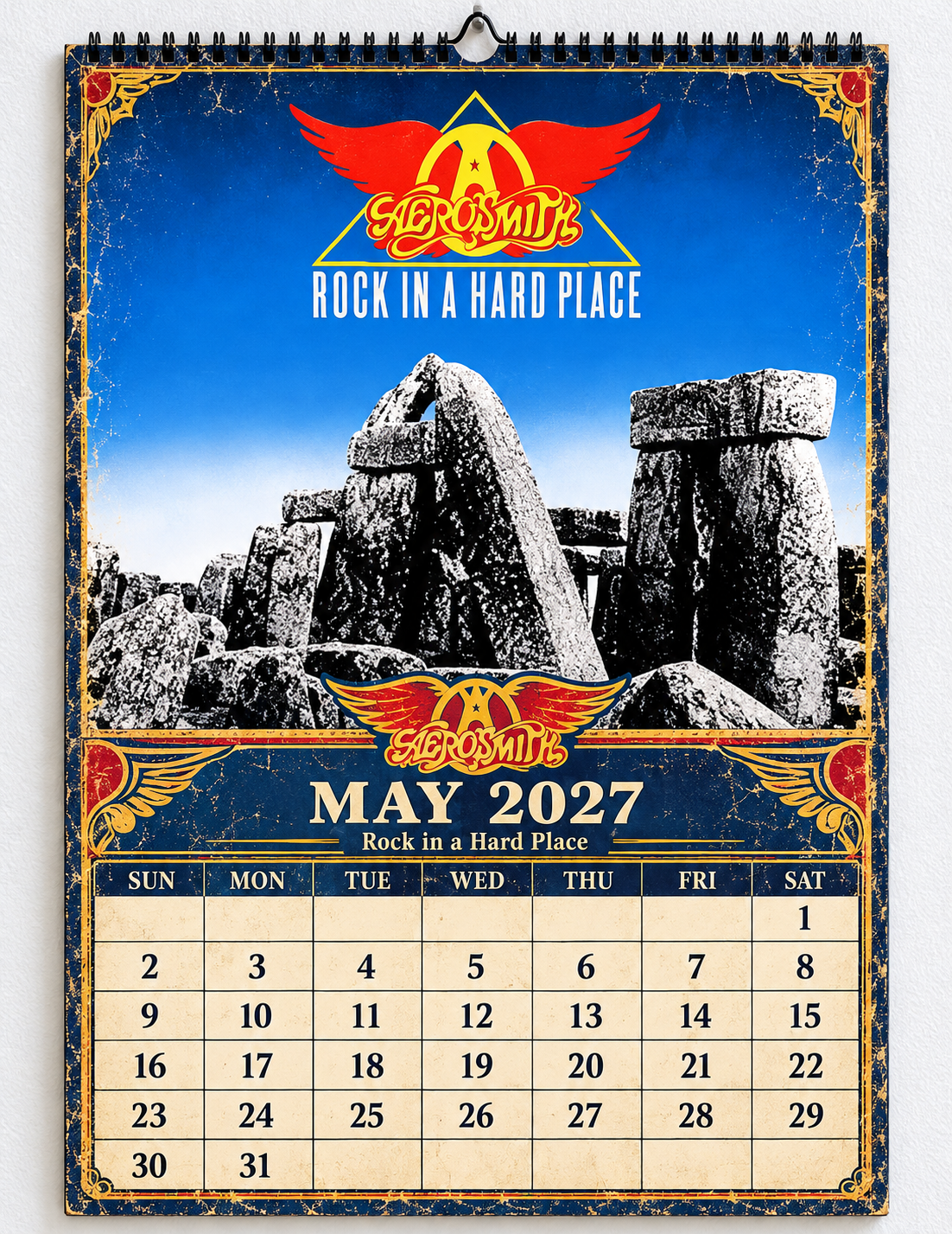 2027 Aerosmith Album Covers Wall Calendar - Spiral Bound Vintage Hard Rock Collector's Calendar - Unique Christmas Stocking Stuffer & Birthday Gift