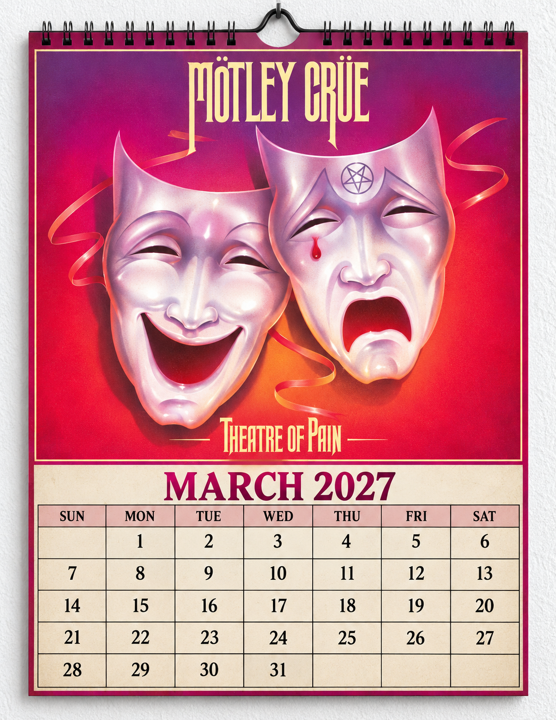 2027 Mötley Crüe Album Covers Wall Calendar - Spiral Bound Vintage Glam Metal Collector's Calendar - Unique Christmas Stocking Stuffer & Birthday Gift