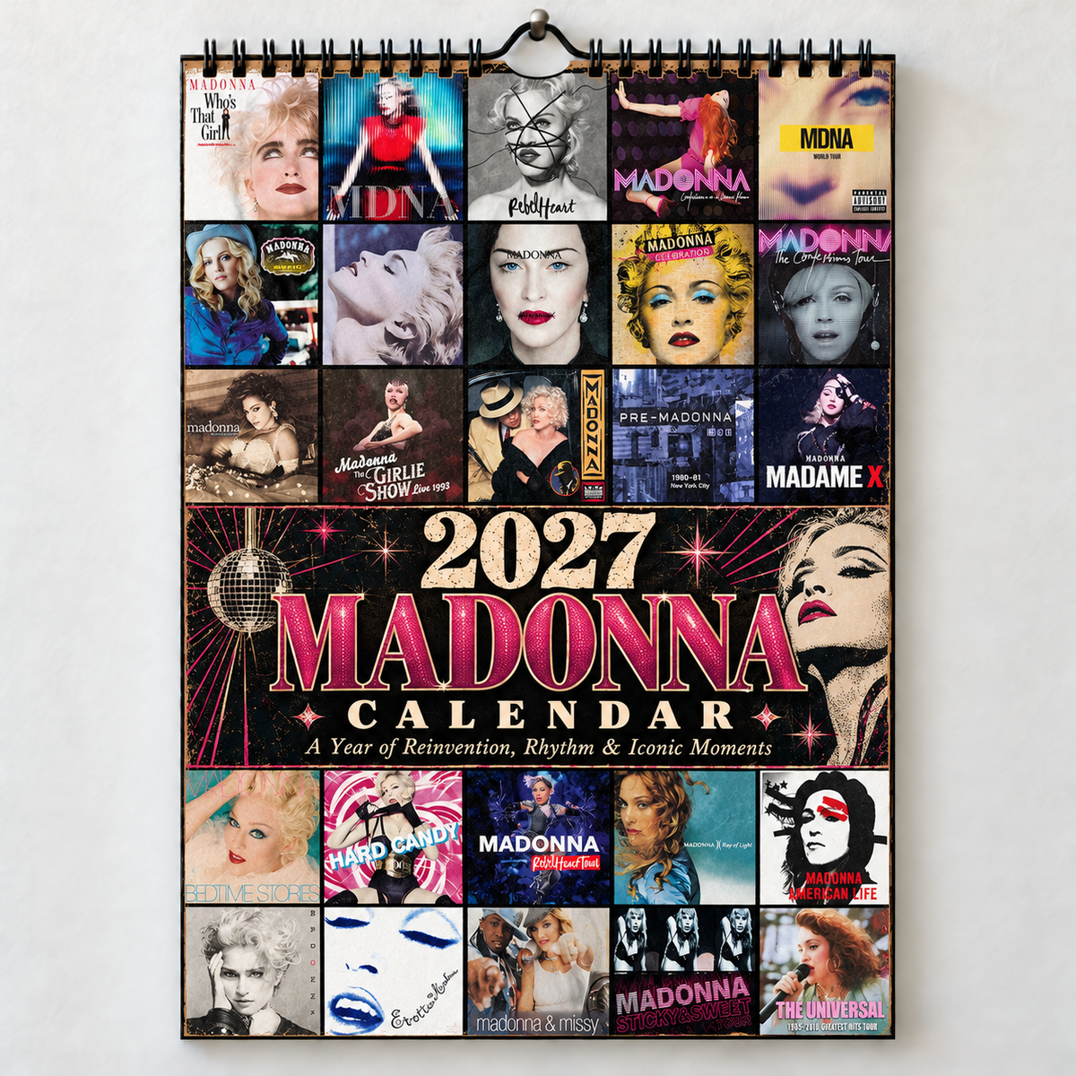 Madonna 2027 Album Covers Wall Calendar - Pop Queen Album Art Poster Calendar, Pop Music Merchandise Fan Holiday Gift