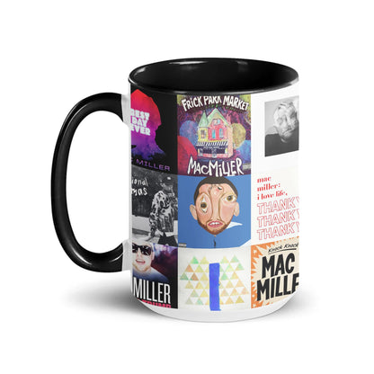 Mac Miller Black Two-Tone Accent Coffee Mug - Classic Band Album Covers Collage Mug