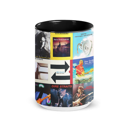 Dire Straits Black Two-Tone Accent Coffee Mug - Classic Band Album Covers Collage Mug