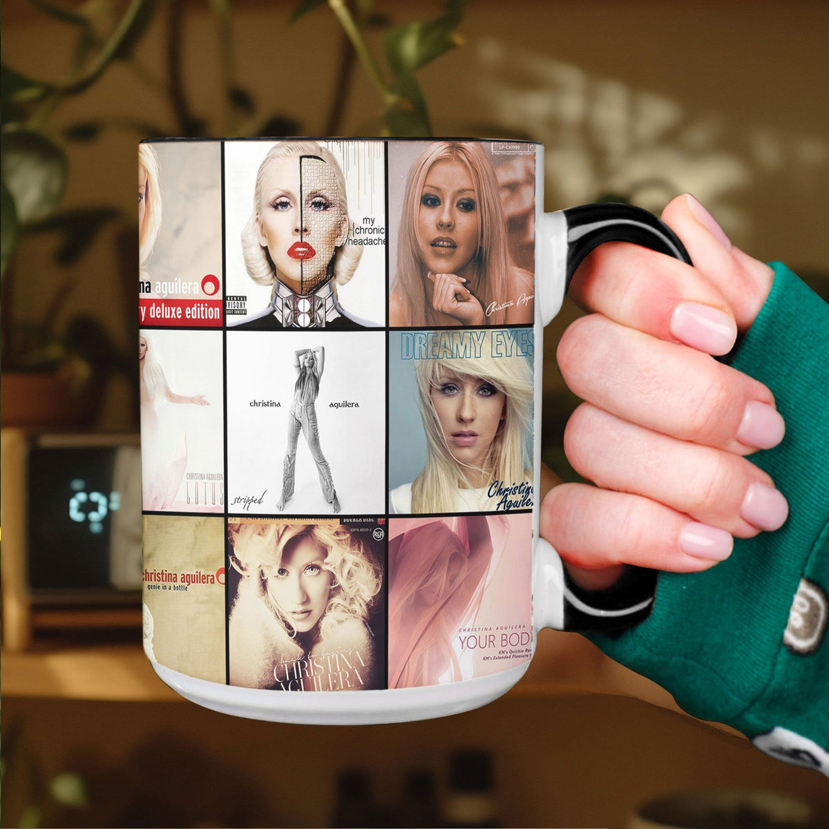 Christina Aguilera Accent Mug – Pop Icon Album Cover Collage Gift
