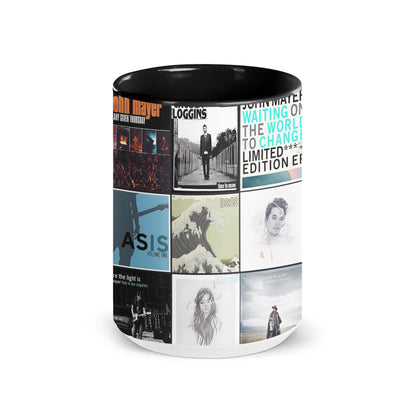 John Mayer Black Two-Tone Accent Coffee Mug - Classic Band Album Covers Collage Mug