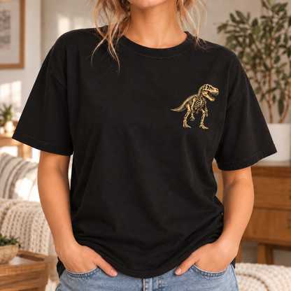 Dinosaurs Didn't Work Out T-Shirt - Funny Gym Dinosaur Skeleton Front and Back Graphic Tee