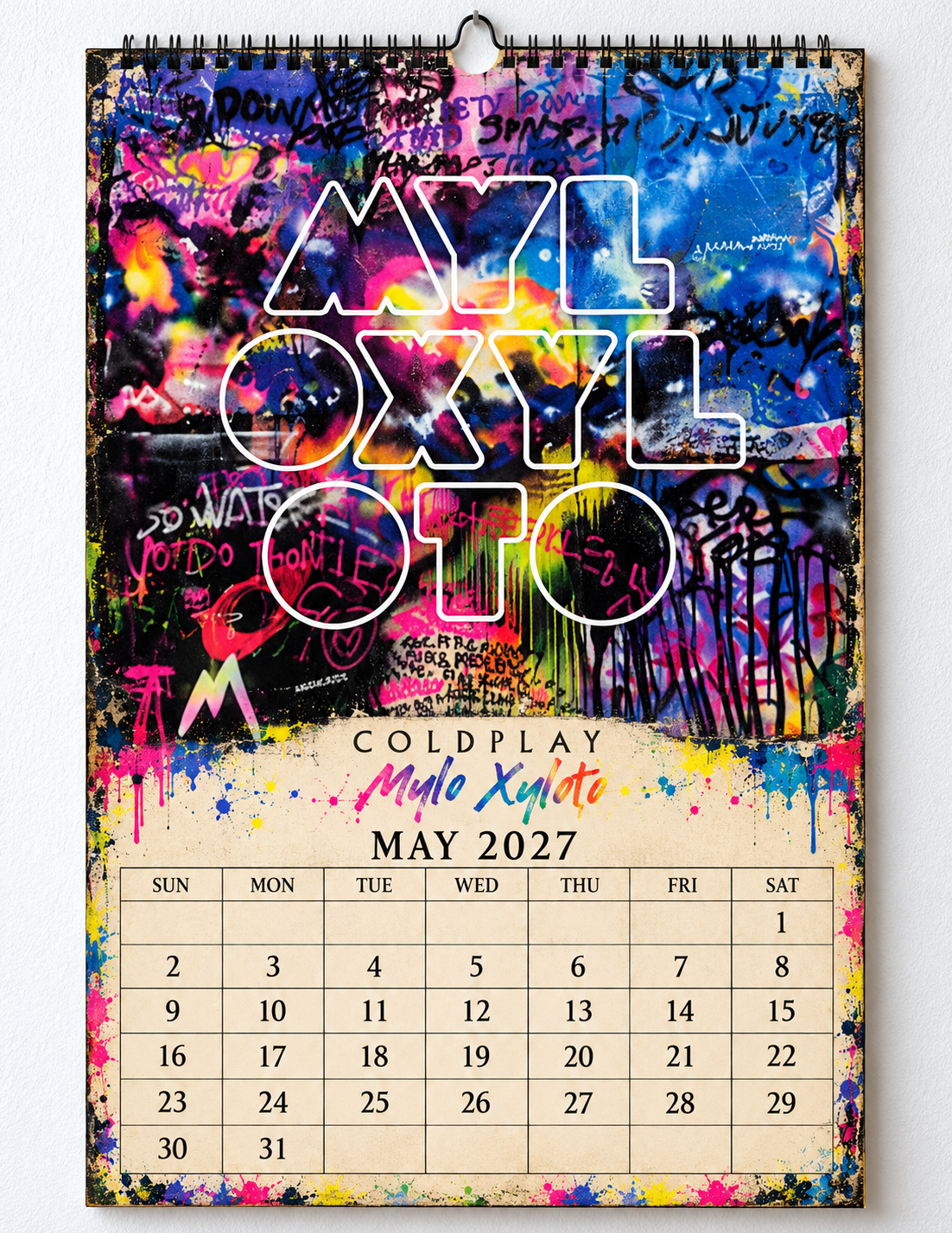 2027 Coldplay Album Covers Wall Calendar - Spiral Bound Vintage Alternative Rock Collector's Calendar - Unique Christmas Stocking Stuffer & Birthday Gift