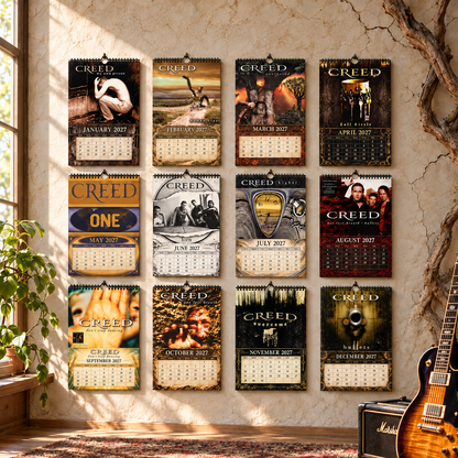 Creed 2027 Album Covers Calendar - 12 Month Hanging Wall Decor Featuring Human Clay, My Own Prison & Greatest Hits Art