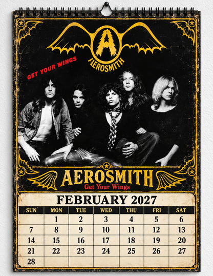 2027 Aerosmith Album Covers Wall Calendar - Spiral Bound Vintage Hard Rock Collector's Calendar - Unique Christmas Stocking Stuffer & Birthday Gift