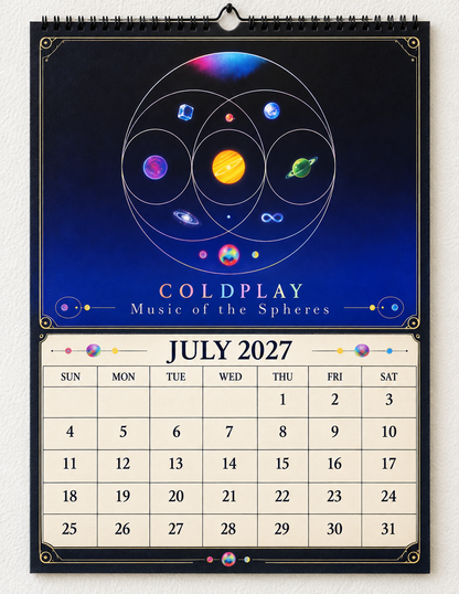 2027 Coldplay Album Covers Wall Calendar - Spiral Bound Vintage Alternative Rock Collector's Calendar - Unique Christmas Stocking Stuffer & Birthday Gift