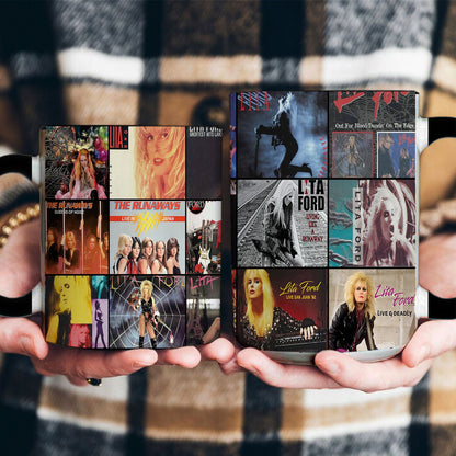 Lita Ford Accent Mug – Rock Queen Album Cover Collage Gift