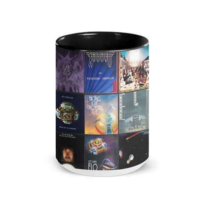 Electric Light Orchestra Black Two-Tone Accent Coffee Mug - Classic Band Album Covers Collage Mug