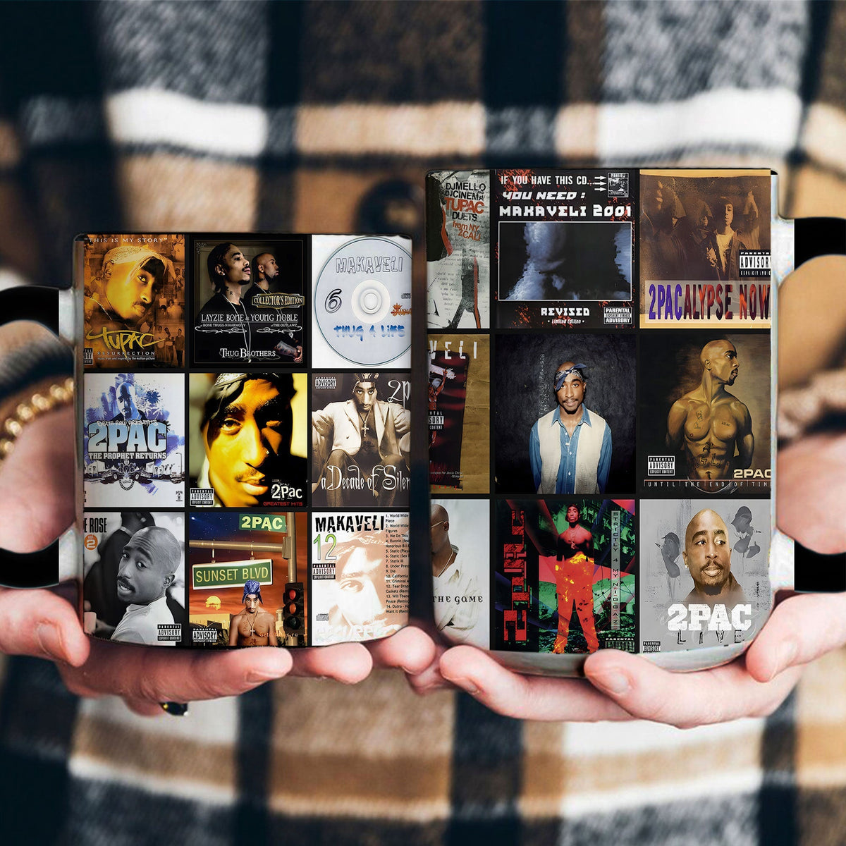 2Pac Accent Mug – Iconic Album Cover Collage Gift