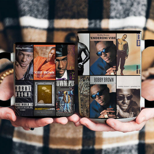 Bobby Brown Accent Mug – Classic Album Cover Collage Gift for R&B Fans