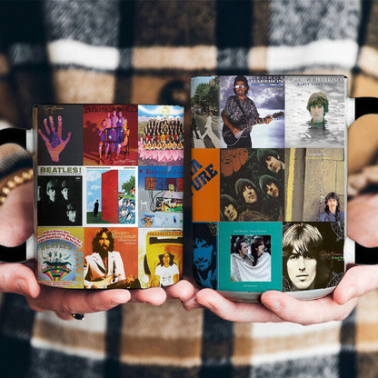 George Harrison Accent Mug – Classic Album Cover Collage Gift for Beatles & Solo Fans