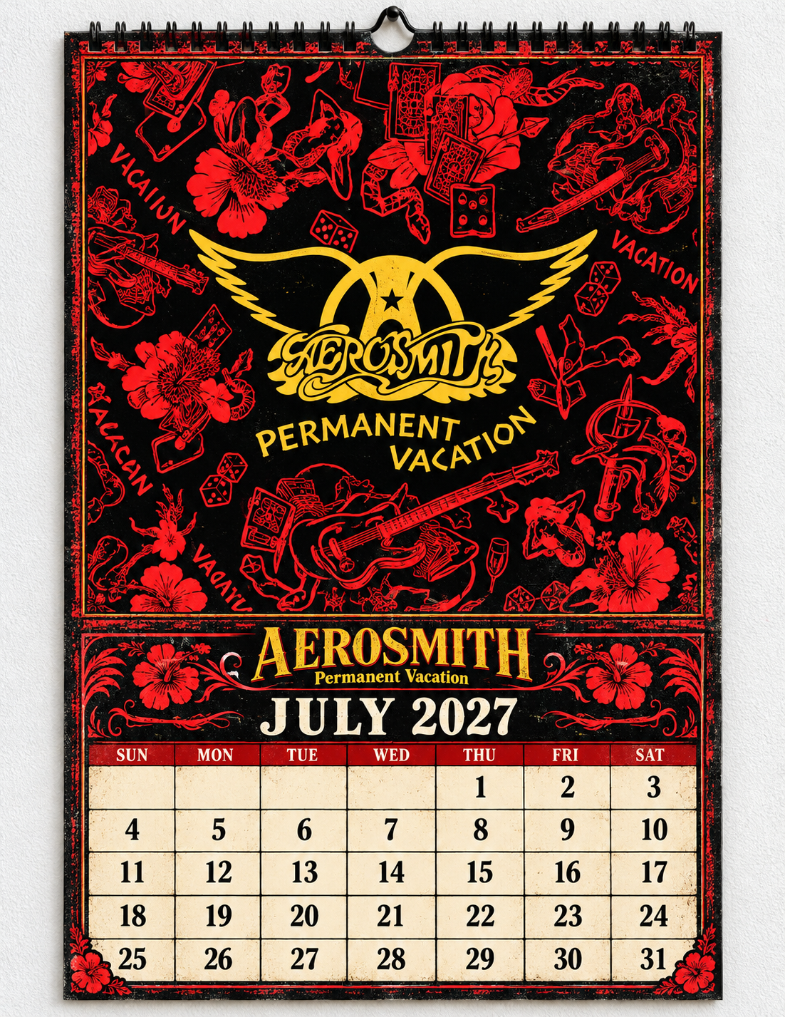 2027 Aerosmith Album Covers Wall Calendar - Spiral Bound Vintage Hard Rock Collector's Calendar - Unique Christmas Stocking Stuffer & Birthday Gift