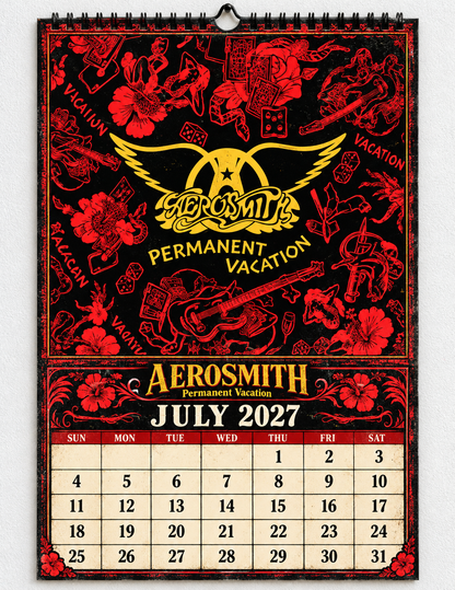 2027 Aerosmith Album Covers Wall Calendar - Spiral Bound Vintage Hard Rock Collector's Calendar - Unique Christmas Stocking Stuffer & Birthday Gift