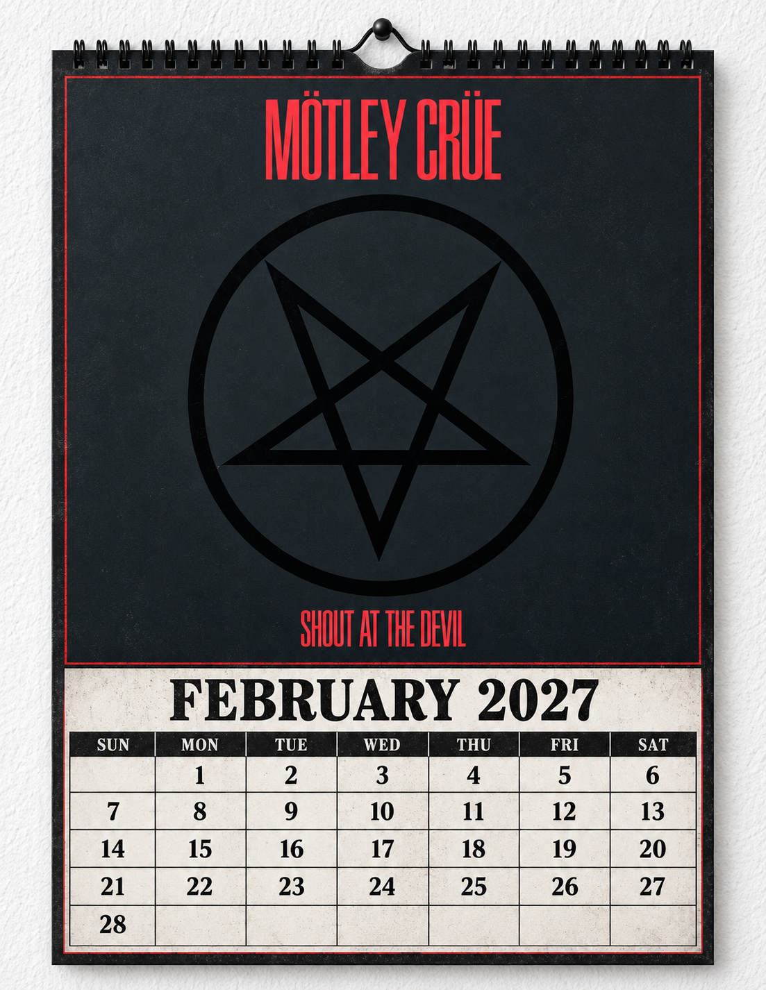 2027 Mötley Crüe Album Covers Wall Calendar - Spiral Bound Vintage Glam Metal Collector's Calendar - Unique Christmas Stocking Stuffer & Birthday Gift