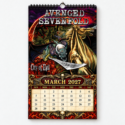 2027 Avenged Sevenfold Album Cover Wall Calendar – A7X Heavy Metal Music Calendar, Rock Band Decor, Nostalgic Gift for Fans