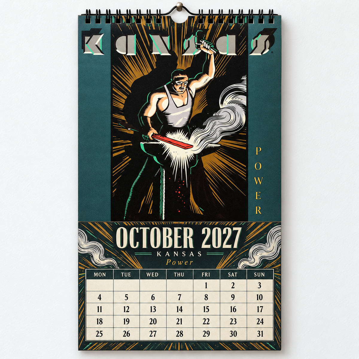 Kansas 2027 Wall Calendar - Album Cover Collage & Prog Rock Discography Art | Premium Classic Rock Fan Gift & Hanging Decor