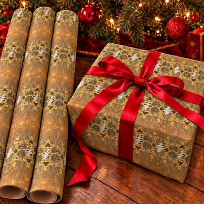 Grateful Dead Lightning Bolt Wrapping Paper - Vintage Gold Damask Rock Gift Wrap
