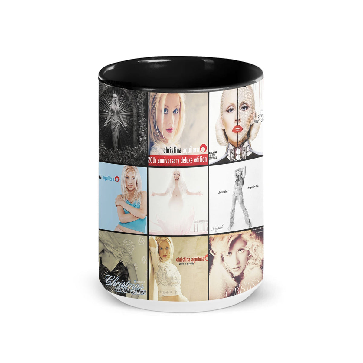 Christina Aguilera Accent Mug – Pop Icon Album Cover Collage Gift