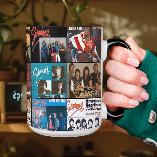 Survivor Accent Mug – Classic Rock Album Cover Collage Gift
