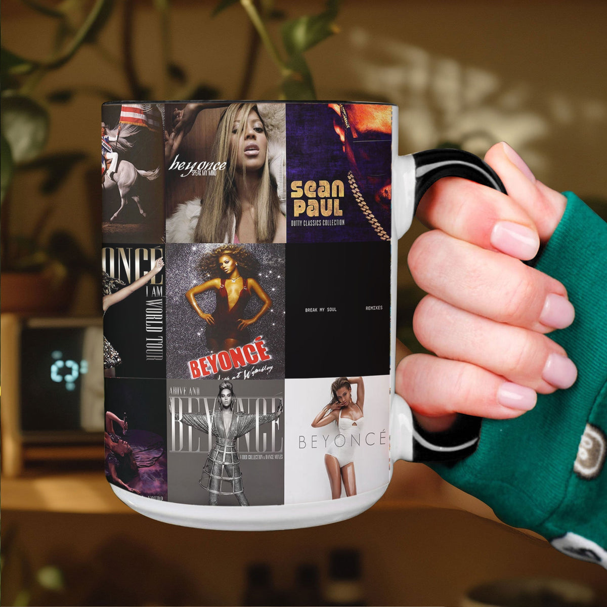 Beyoncé Accent Mug – Iconic Album Cover Collage Gift for Pop & R&B Fans