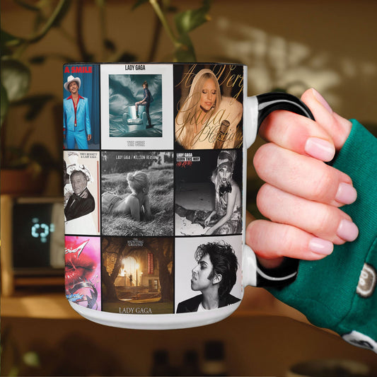 Lady Gaga Accent Mug – Pop Icon Album Cover Collage Gift